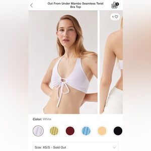 Urban Outfitters Out From Under Bra Top White Mambo Seamless Twist XS/S